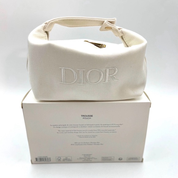 Christian Dior White Cosmetic Bag w/ Top Handle- Box Included NIB - Picture 2 of 8